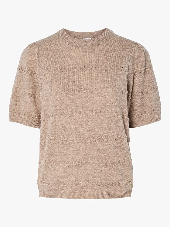 Y.A.S Nimo Short Sleeve Knit Pullover Pelican Melange