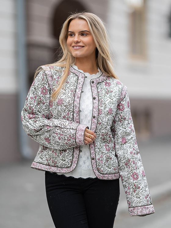 Y.A.S Paula Long Sleeve Padded Jacket White Paula Print