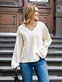 Y.A.S Elma Long Sleeve V-Neck Knit Pullover Birch