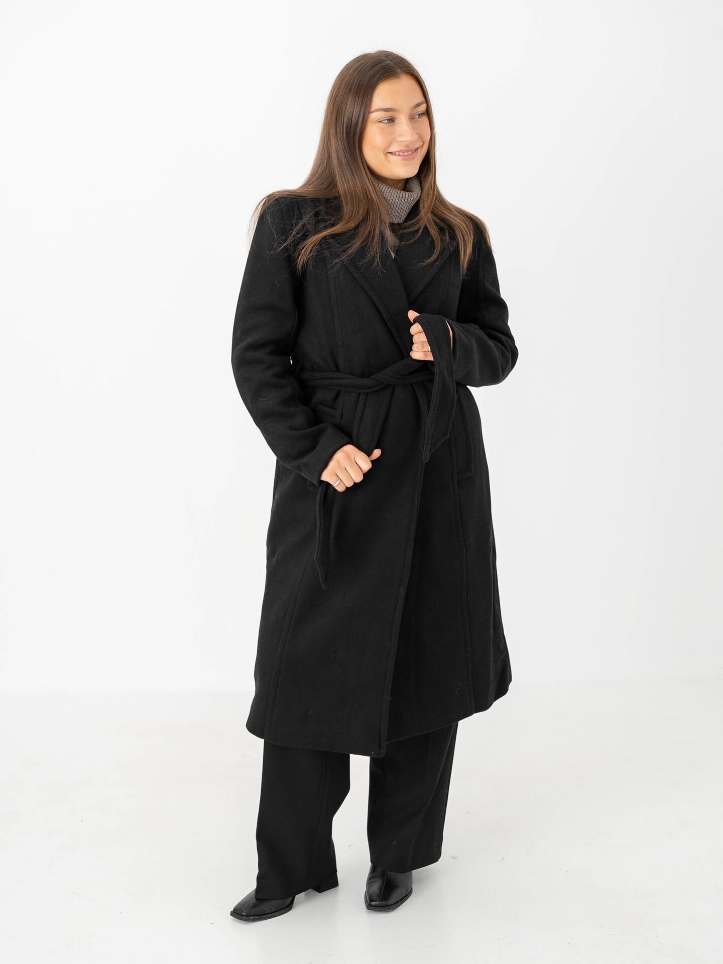 Y.A.S Kali Wool Blend Coat Black