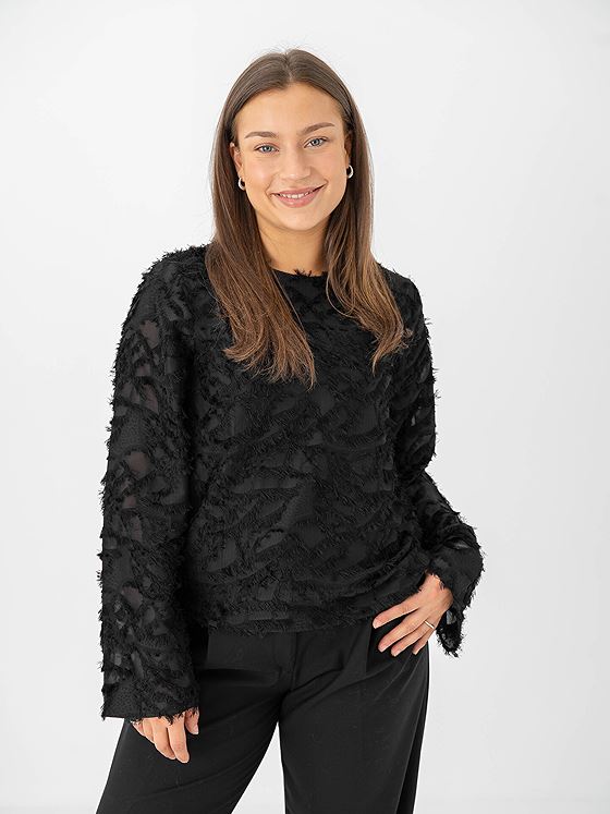 Y.A.S Sparia Long Sleeve Top Black