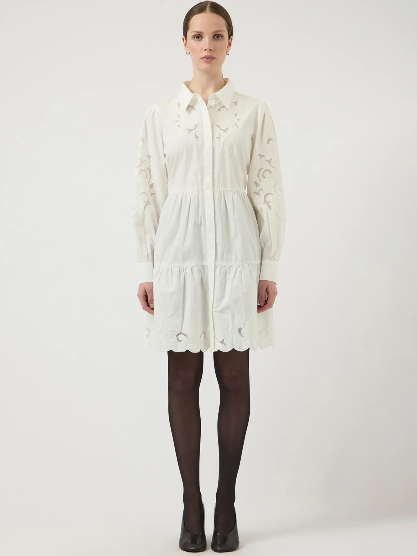 Y.A.S Zimia Long Sleeve Shirt Dress Star White