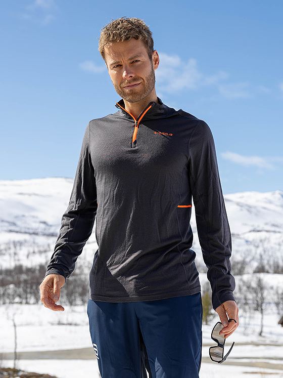 Dæhlie Performance Wool Half-Zip Obsidian
