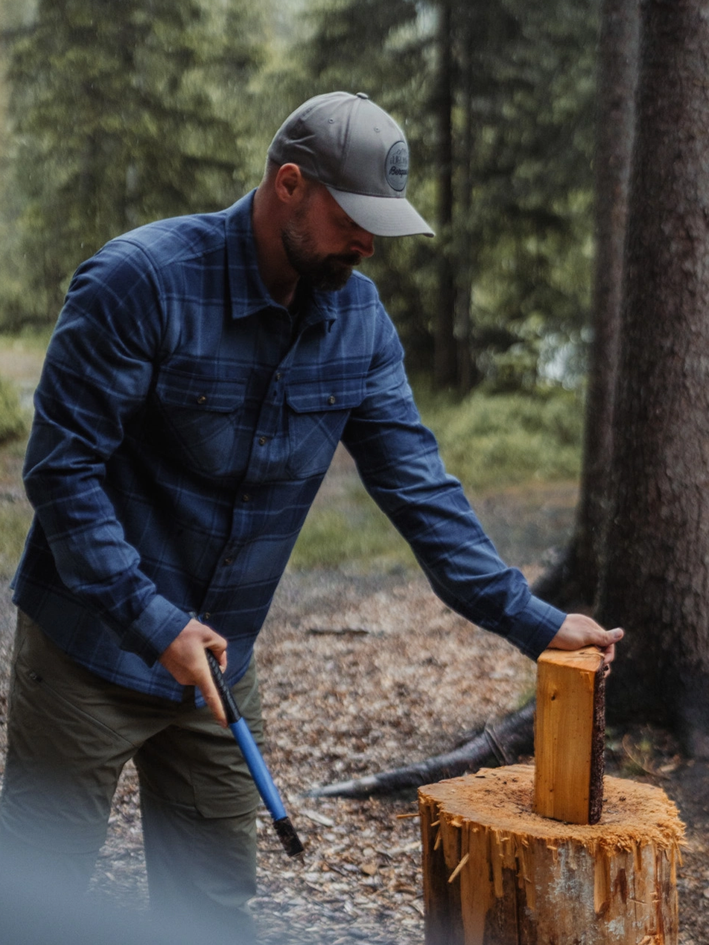Bergans Nordmarka Flannel Shirt Men Granite Blue / Navy Blue Check