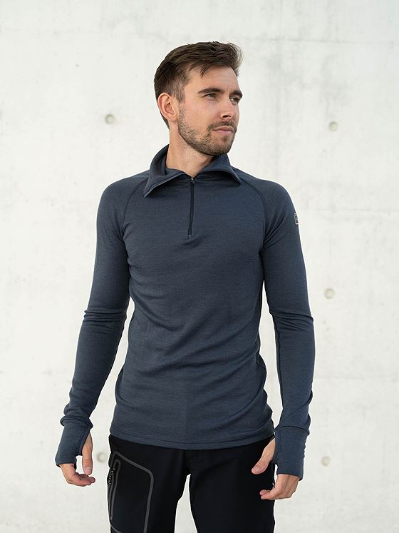 Devold Expedition Man Zip Neck Blå