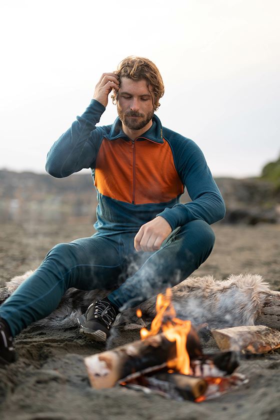 Devold Expedition Man Zip Neck Flame/Flood