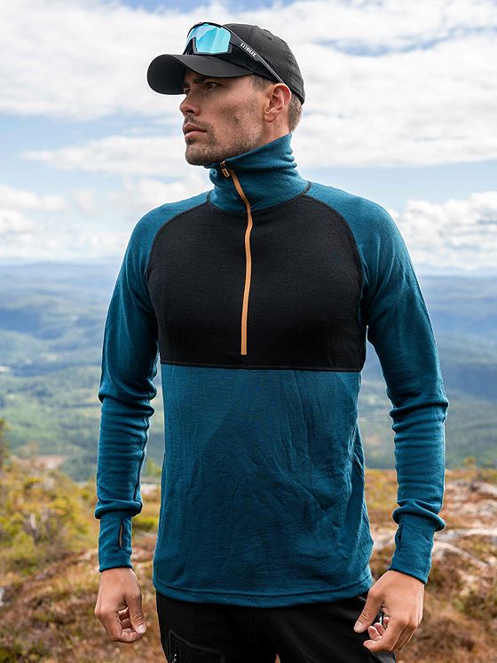 Devold Expedition Man Zip Neck Blå