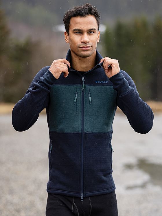 Devold Egga Grid Merino Jacket Man Ink/Woods