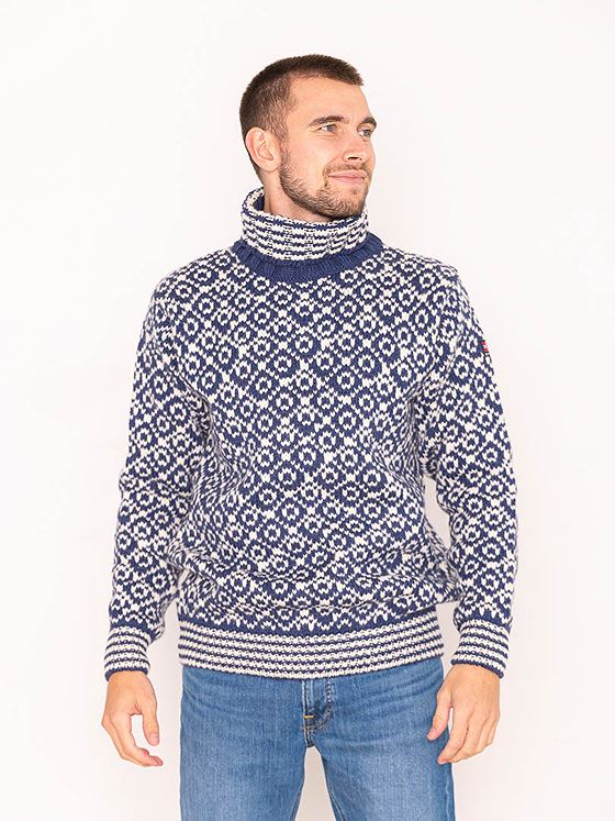 Devold Svalbard Sweater High Neck Blå