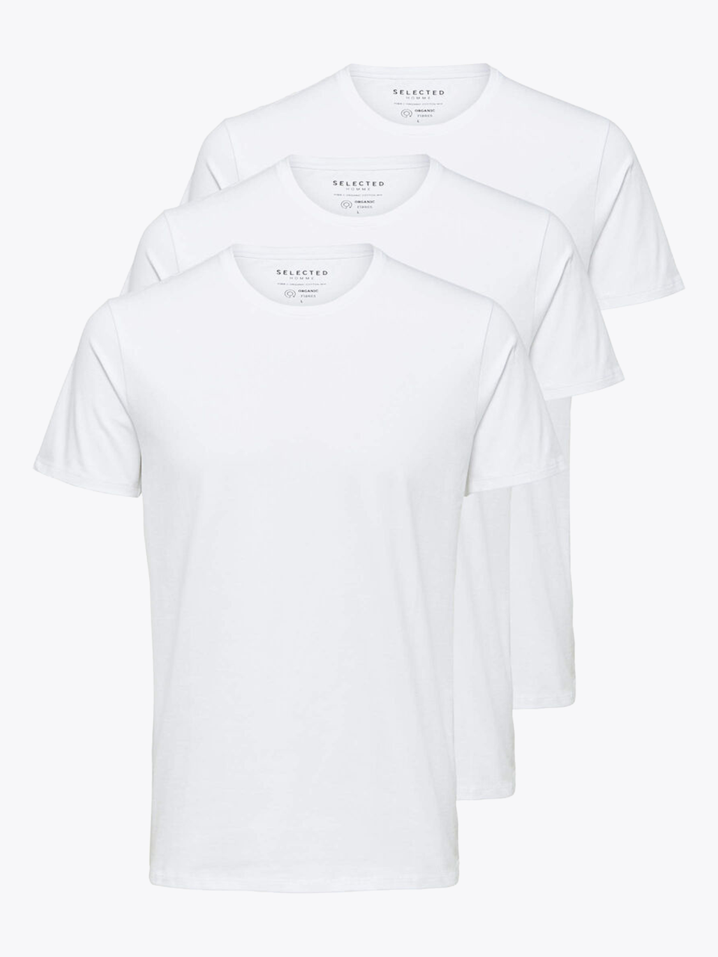 Selected Homme New Pima 3-Pack Short Sleeve O-Neck Bright White