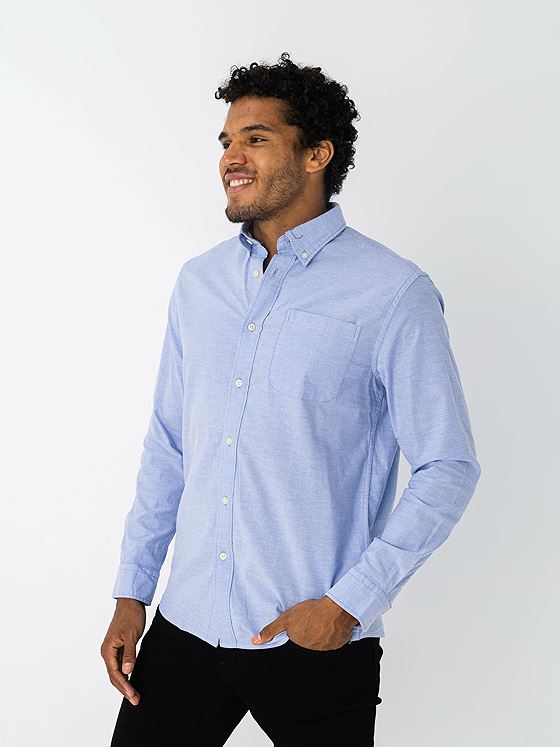 Selected Homme Selected Homme Reg Rick-OX Flex Shirt Long Sleeve Light Blue