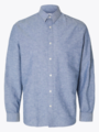 Selected Homme Slim New-linen Shirt Long Sleeve Medium Blue Denim