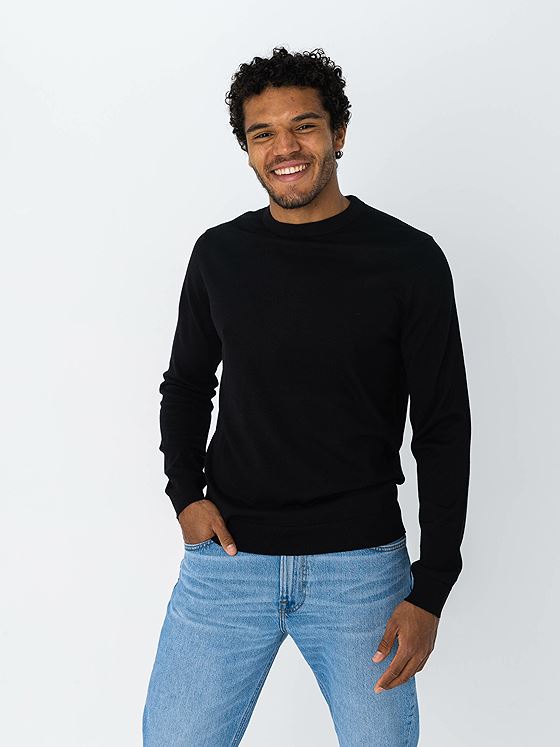 Selected Homme Selected Homme Town Merino Coolmax Knit Crew Black