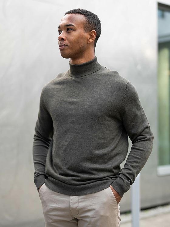 Selected Homme Selected Homme Town Merino Coolmax Knit Crew Forest Night