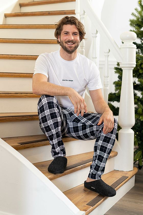 Selected Homme Selected Homme Reg Monus Short Sleeve Lounge Set Sky Captain / White