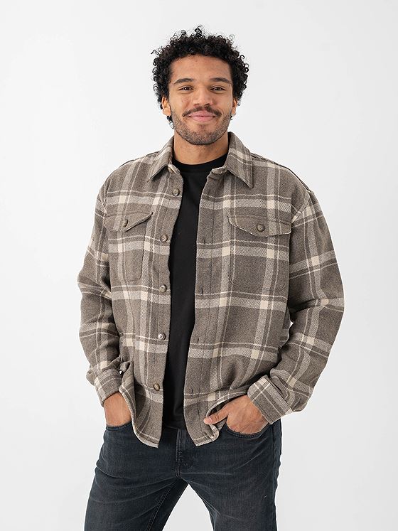 Selected Homme Selected Homme Loose Mason-Pablo Long Sleeve Overshirt Morel Gravel