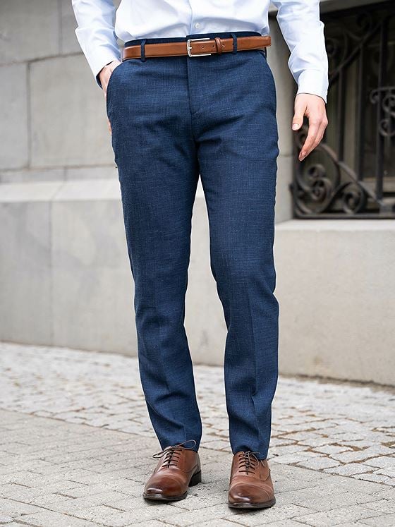Selected Homme Slim-Oasis Linen Trousers Dark Navy