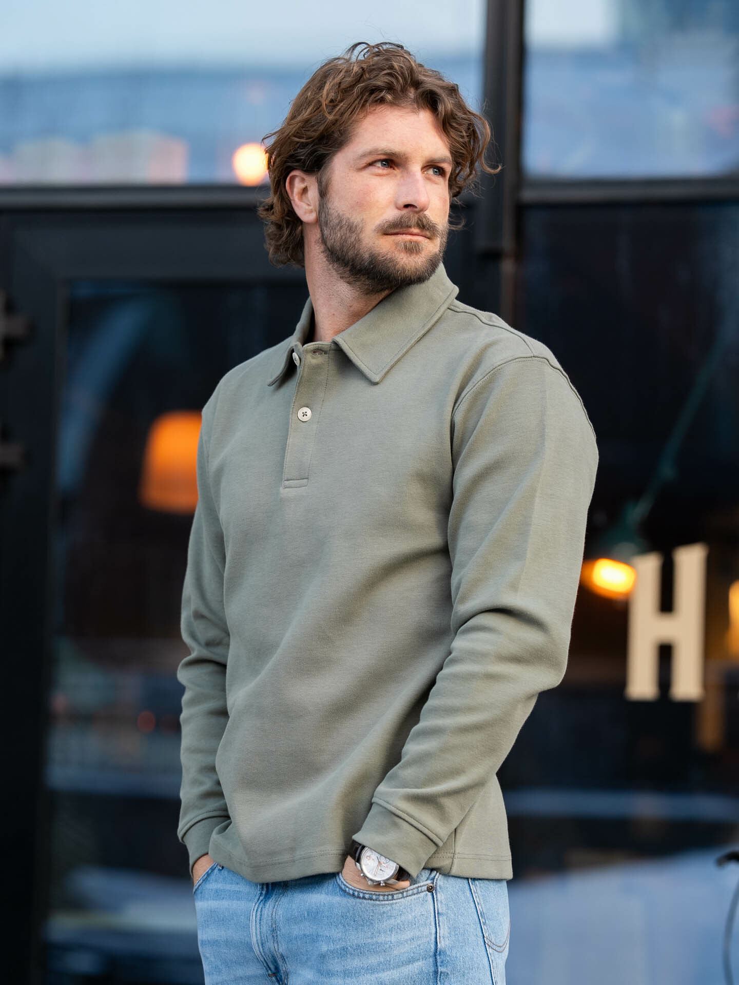 Selected Homme Selected Homme Relax Dap Long Sleeve Polo Agave Green