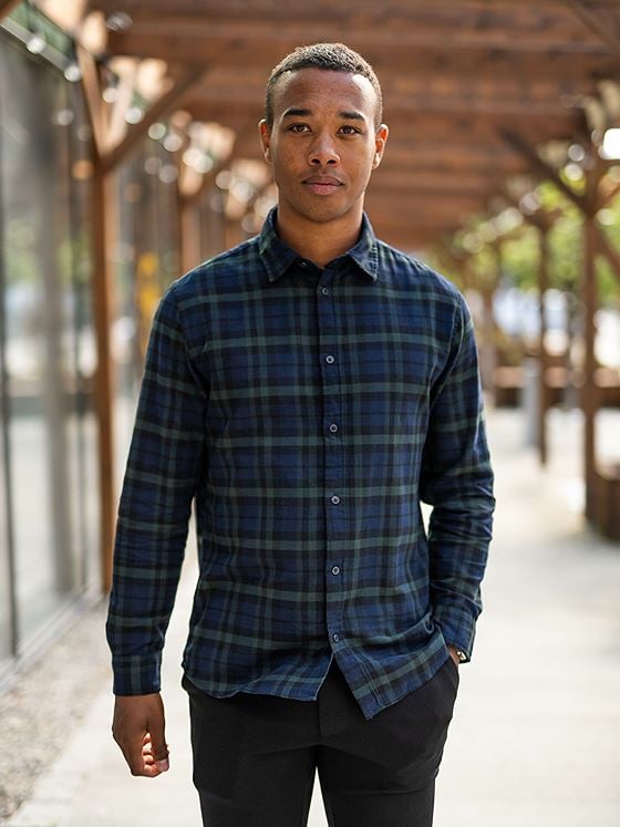 Selected Homme Selected Homme Slim Owen-Flannel Shirt Long Sleeve Dark Navy Squares