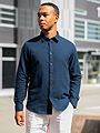 Selected Homme Selected Homme Slim Owen-Flannel Shirt Long Sleeve Dark Sapphire Solid