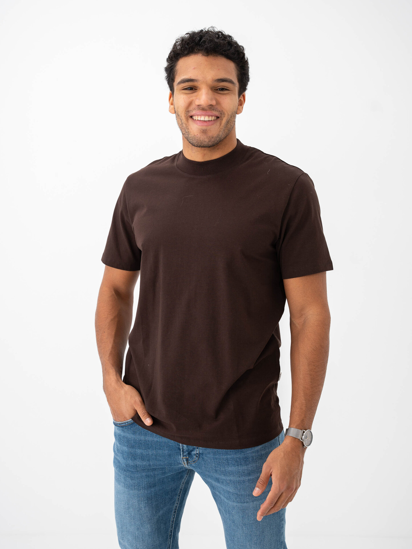 Selected Homme Rory Short Sleeve O-Neck Tee Brun