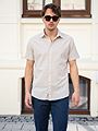 Selected Homme Reg New-Linen Shirt Short Sleeve Classic Pure Cashmere