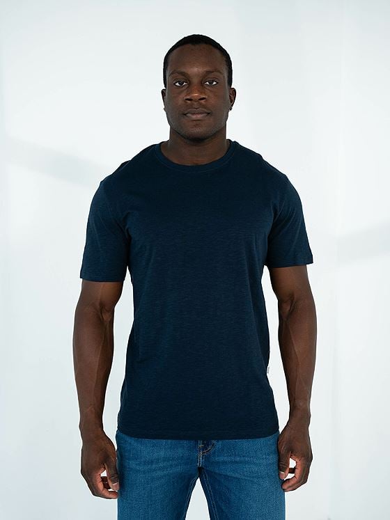 Selected Homme Aspen Slub Short Sleeve O-Neck Tee Navy Blazer