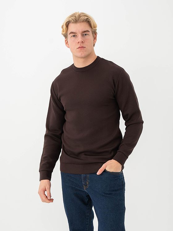 Selected Homme Emanuel Soft Crew Neck Sweat Chocolate Torte
