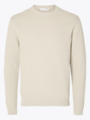 Selected Homme Dane Long Sleeve Knit Structure Crew Neck Oatmeal