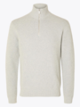 Selected Homme Dane Long Sleeve Knit Structure Half Zip Light Grey Melange