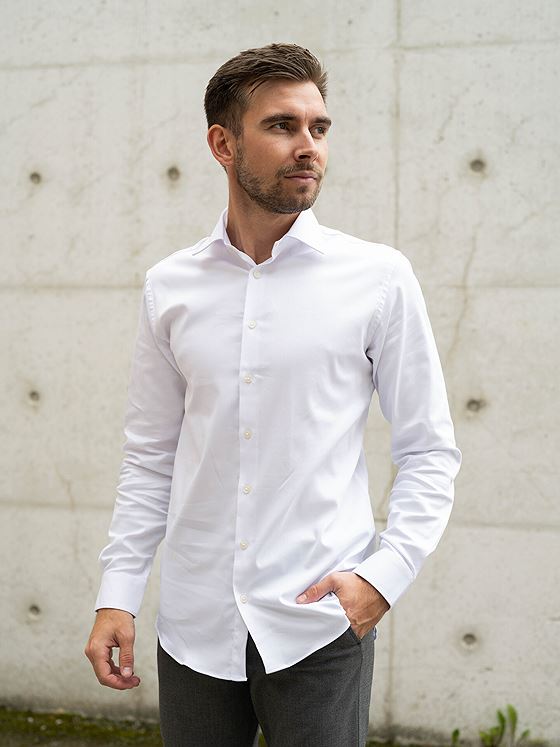 Selected Homme Slim Performance Shirt Long Sleeve Bright White