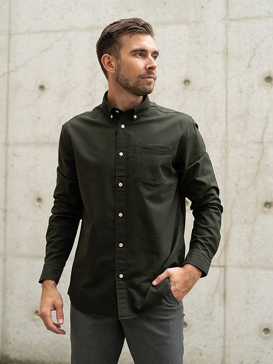 Selected Homme Reg Rick Embroidery Oxford Shirt Long Sleeve Rosin