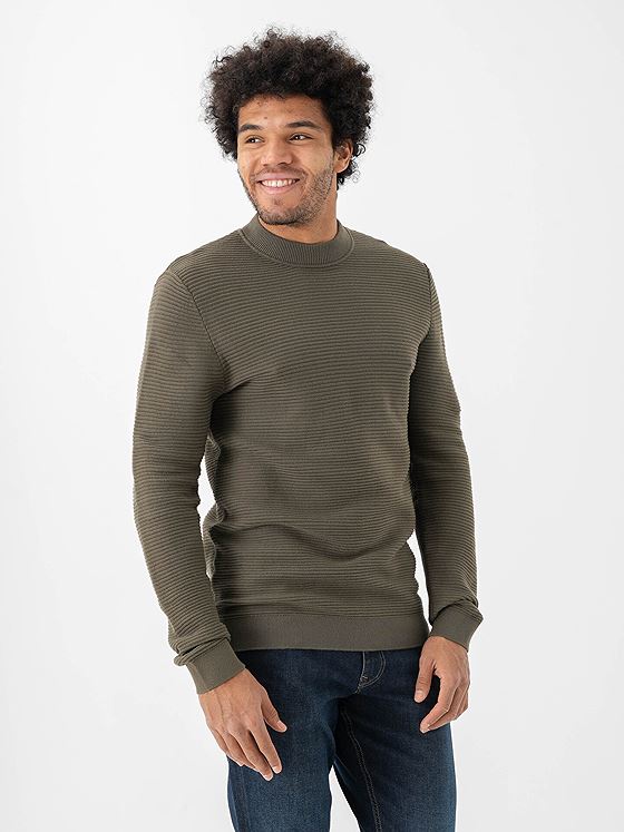 Selected Homme Tion Long Sleeve Knit Structure Mock Neck Kalamata
