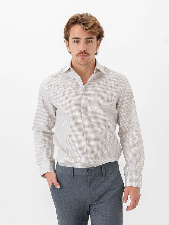 Selected Homme Slim Ethan Shirt Long Sleeve All Over Print Spread Vetiver