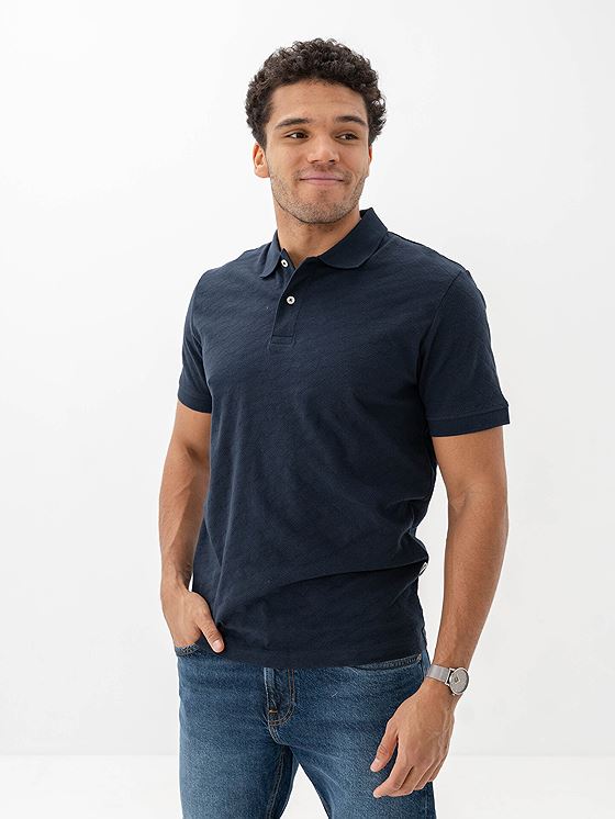 Selected Homme Paul Jaquard Short Sleeve Polo Sky Captain