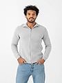 Selected Homme Dane Long Sleeve Knit Structure Full Zip Light Grey Melange