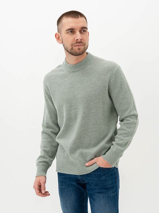 Selected Homme Reuben Long Sleeve Knit Relaxed Crew Neck Iceberg Green Melange
