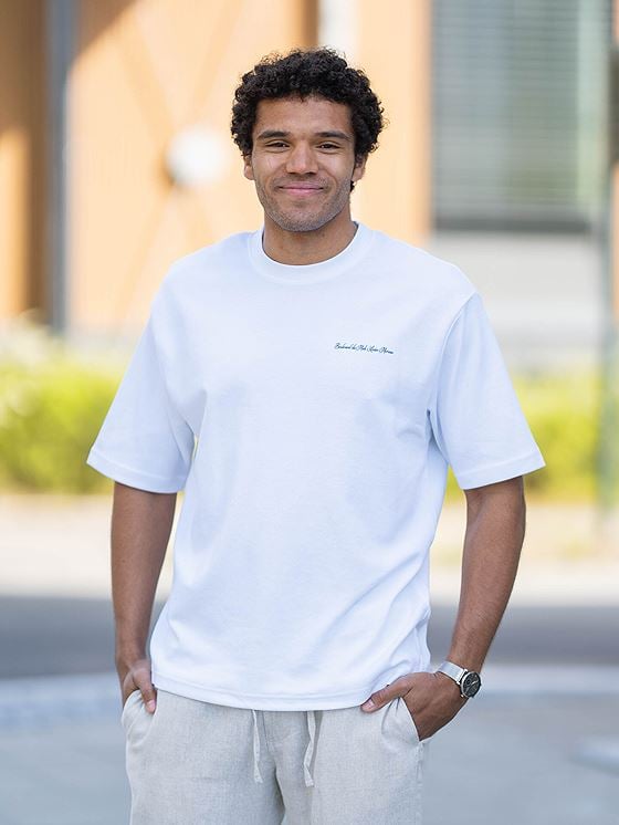 Selected Homme Loose Oscar Graphic Short Sleeve O-Neck Tee Bright White