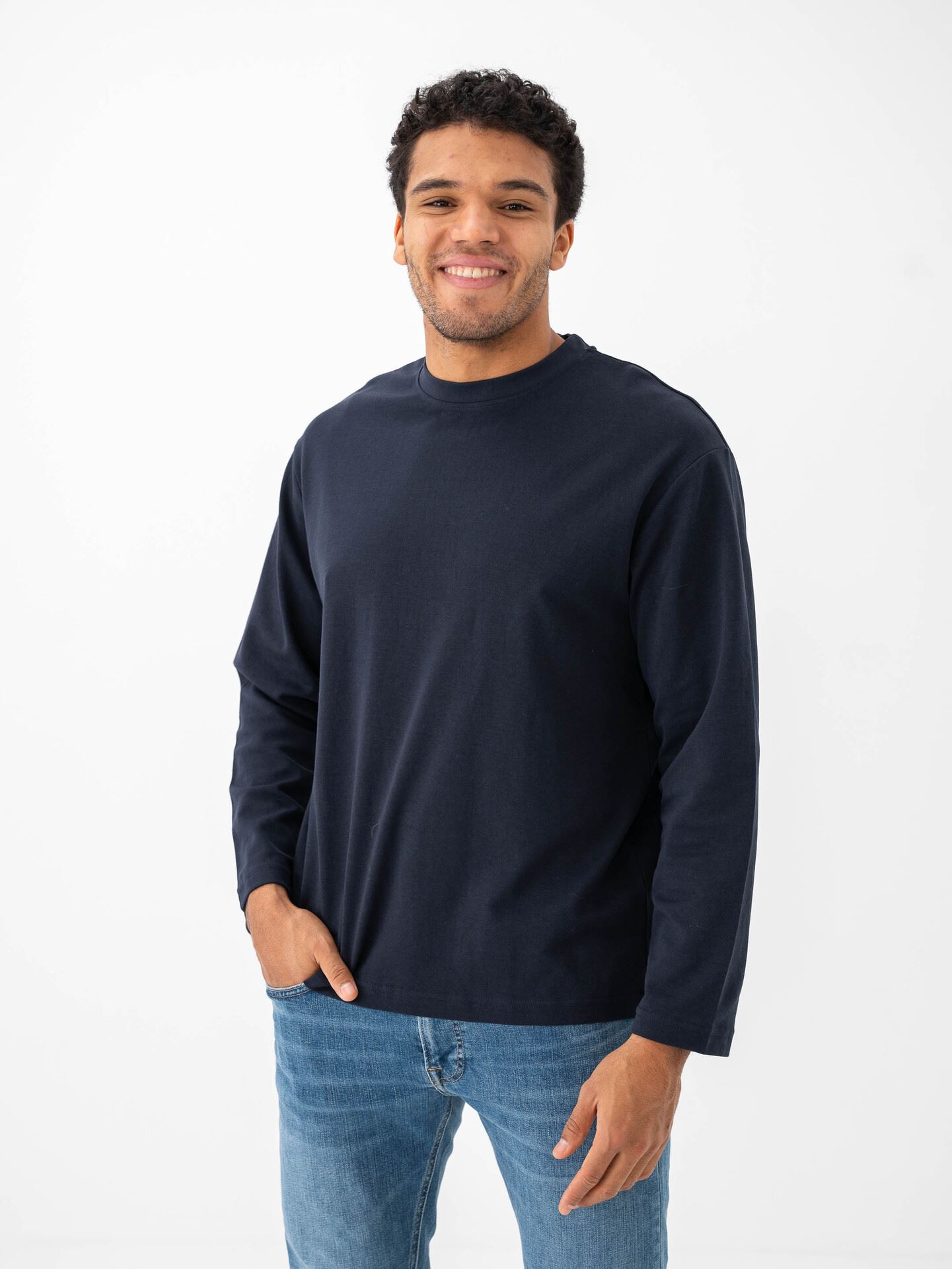 Selected Homme Loose Oscar Long Sleeve O-Neck Tee Sky Captain