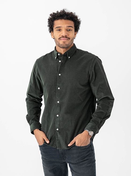 Selected Homme Reg Danni Cord BD Longsleeve Shirt Deep Forest