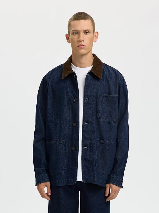 Selected Homme Regular Landon Rinse Denim Jacket Dark Blue Denim