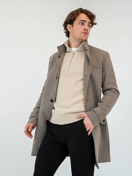 Jack and Jones Melton Wool Coat Greige