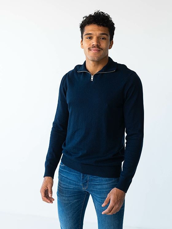 Jack and Jones Emil Knit Half Zip Navy Blazer