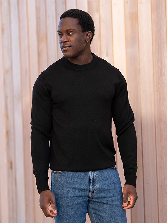 Jack and Jones Merino Knit Crew Neck Black