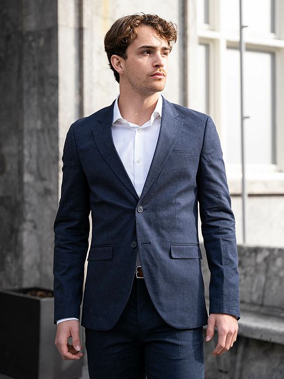 Jack and Jones Riviera Linen Blazer Slim Fit Blå / Navy