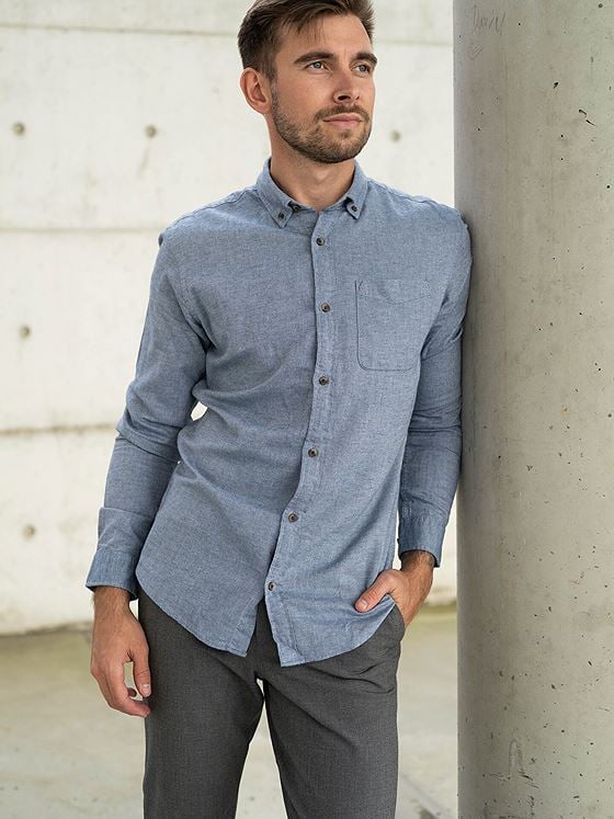 Jack and Jones Classic Melange Shirt Long Sleeve Faded Denim