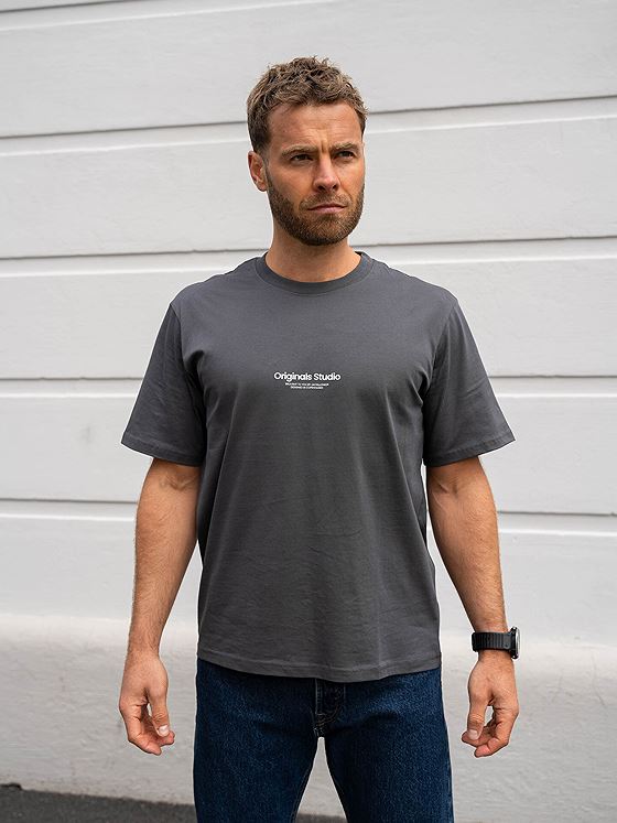 Jack and Jones Vesterbro Tee Short Sleeve Crew Neck Iron Gate