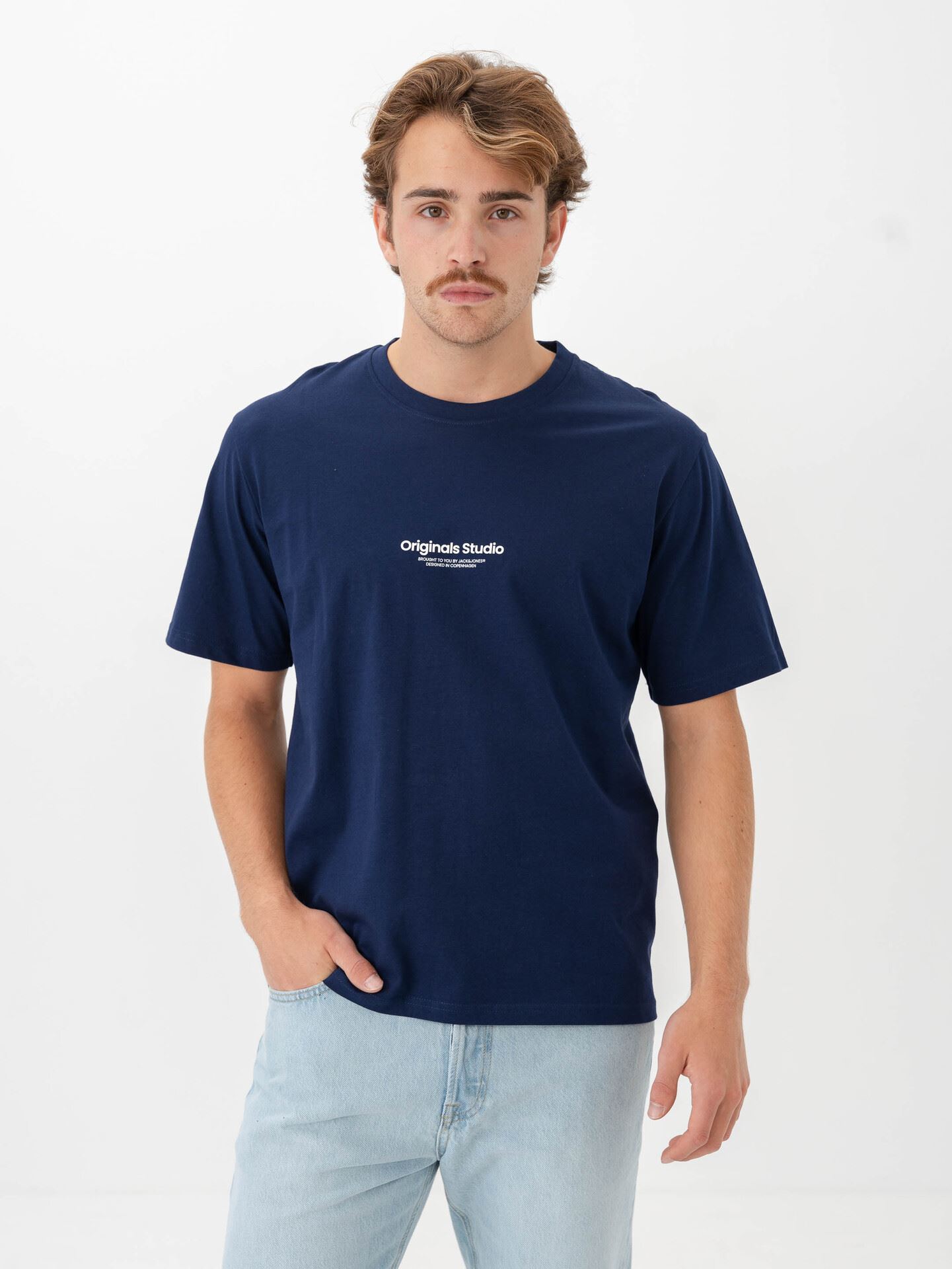 Jack and Jones Vesterbro Tee Short Sleeve Crew Neck Ocean Cavern