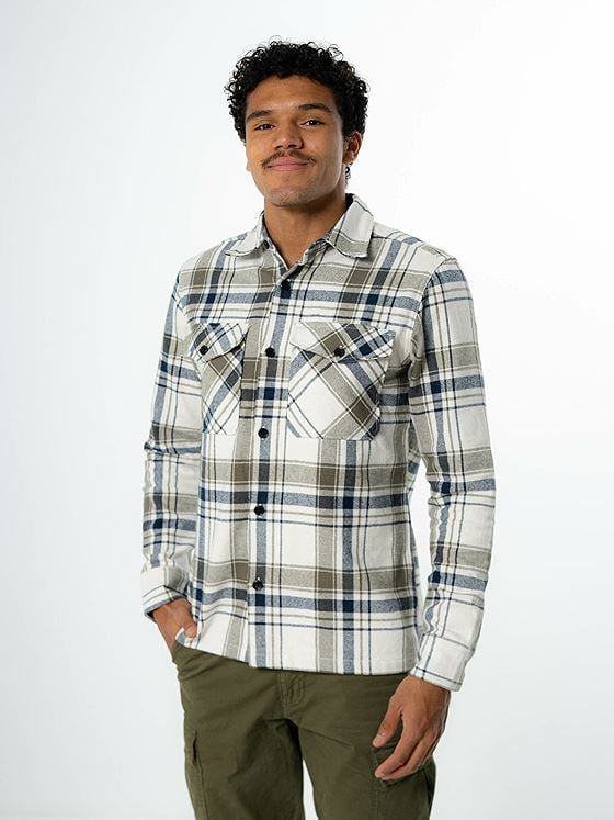 Jack and Jones Roy Check Overshirt Long Sleeve Cloud Dancer