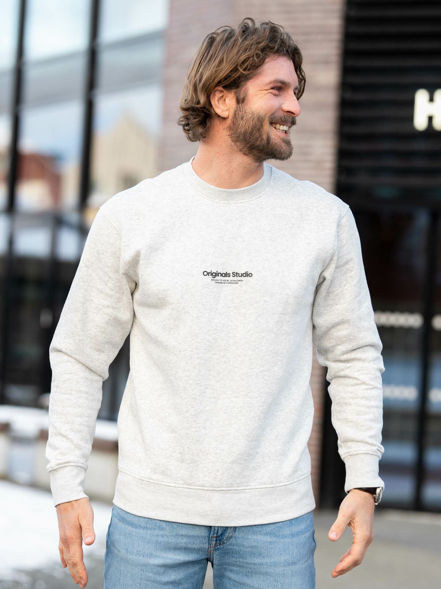 Jack and Jones Vesterbro Sweat Crew Neck White Melange